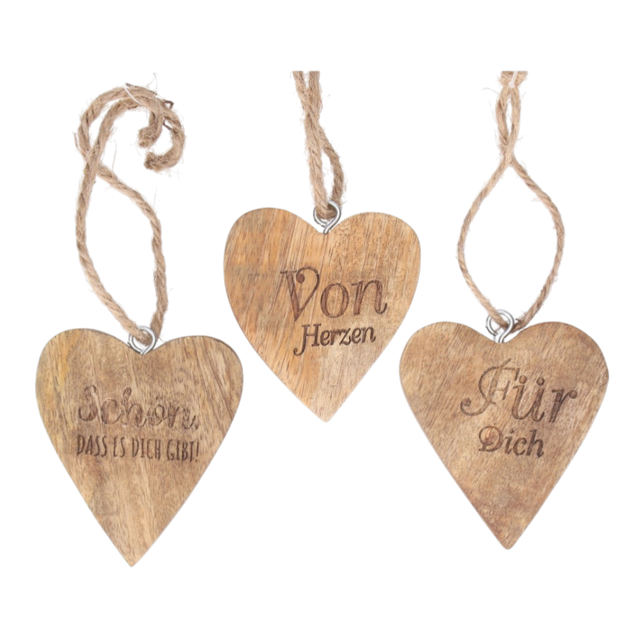 Herz mit Spruch Mangowood zum Hängen Von Herzen Für dich Schön daß es dich gibt natur D8cm, persönliche Dekoration aus hochwertigem Mangowood