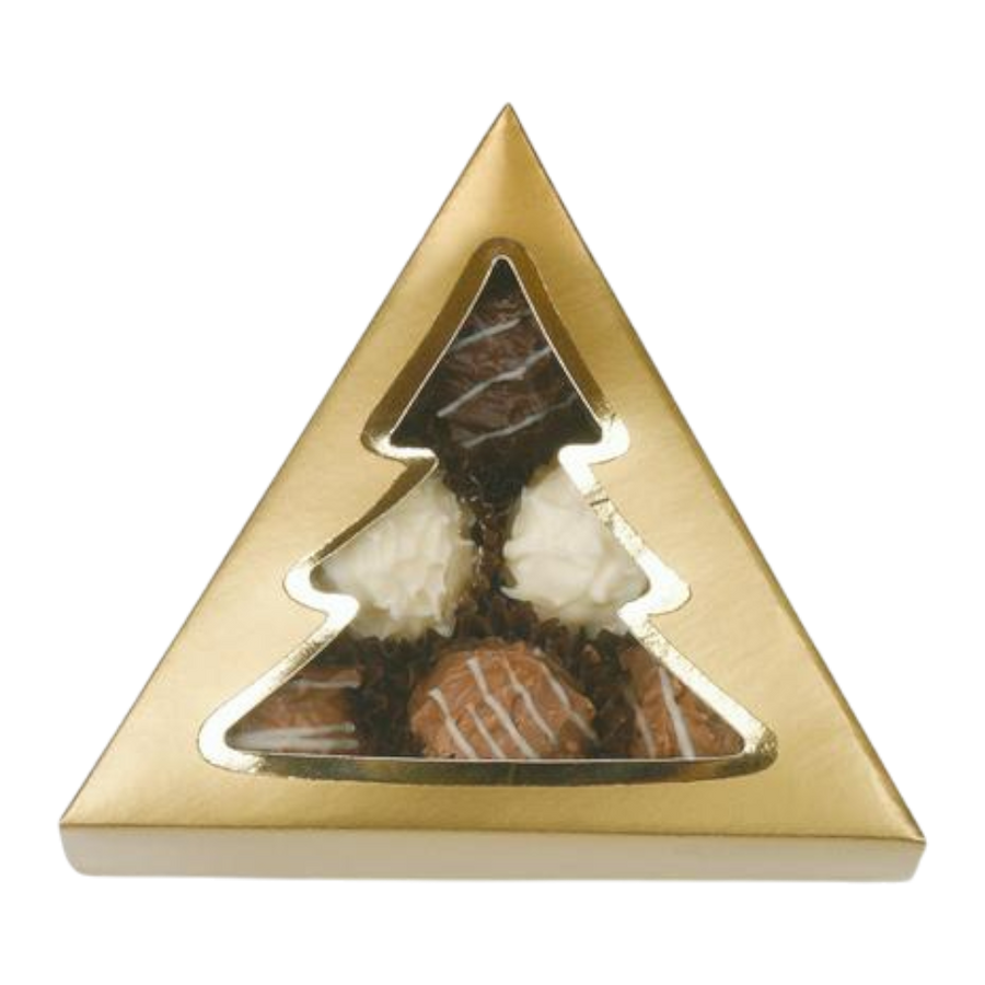 Wagner Pralinen Pralinenauslese ohne Alkohol - 6 Mini-Trüffel in goldener Dreieckschachtel, alkoholfreie deutsche Pralinenspezialität