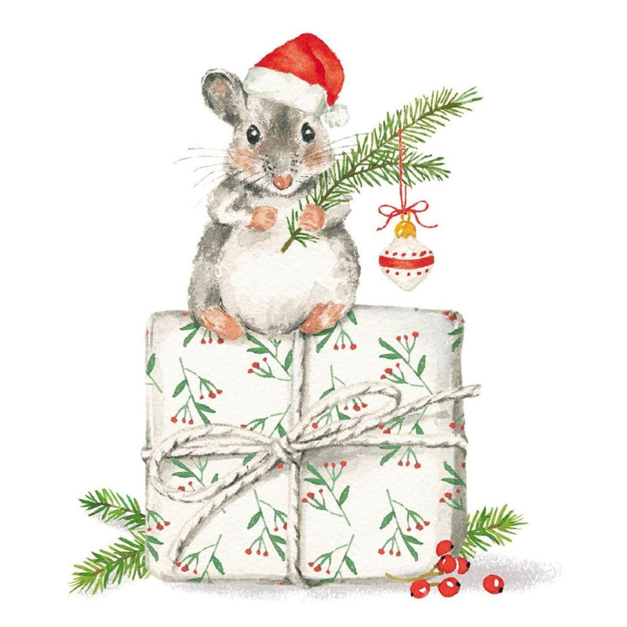 ppd Cocktailservietten Christmas Fridolin 25x25 cm mit charmanten Weihnachtsmotiven, 20 Stück, 3-lagig, FSC-zertifiziert