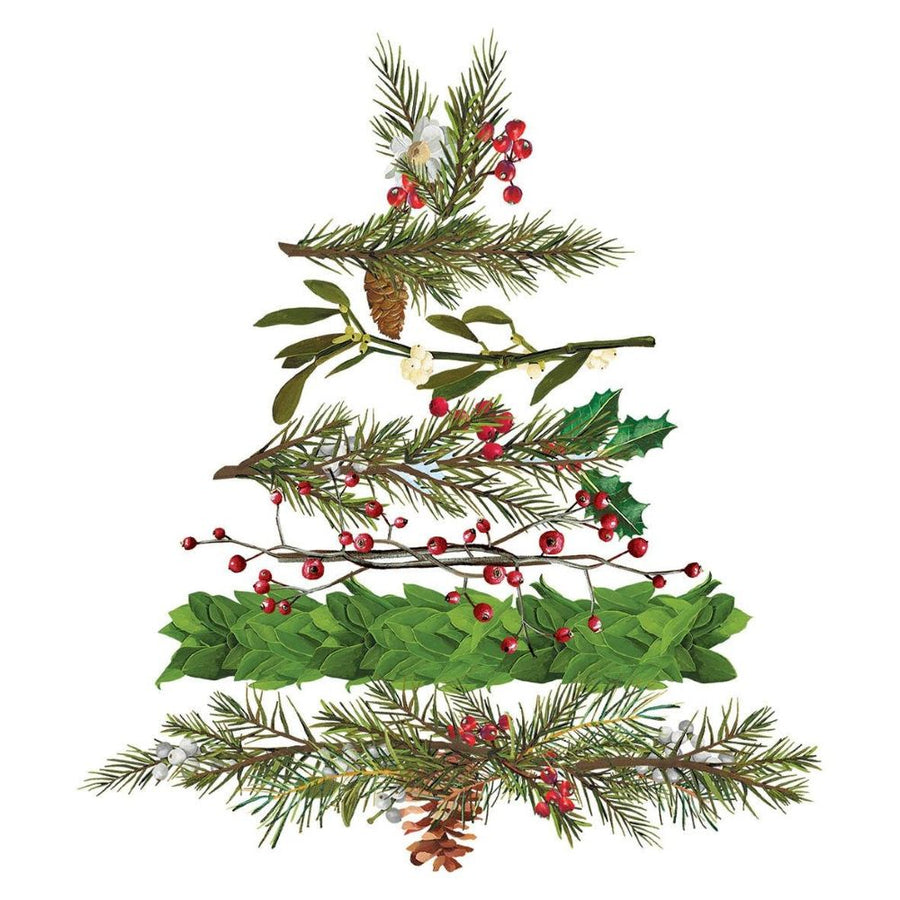 ppd Cocktailservietten Christmas Arbor 25x25 cm mit botanischem Weihnachtsgarten-Design, 20 Stück, 3-lagig, FSC-zertifiziert