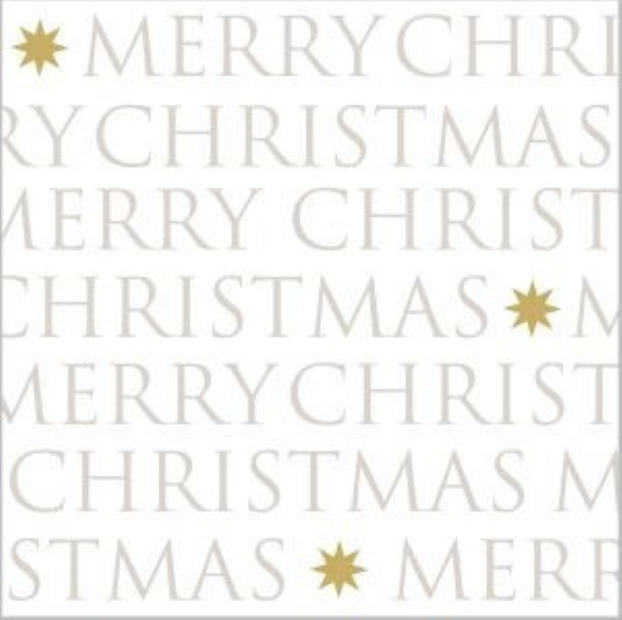 ppd Cocktailservietten Christmas Letters 25x25 cm mit Spruch "Merry Christmas" und Letters Design, 20 Stück, 3-lagig, FSC-zertifiziert