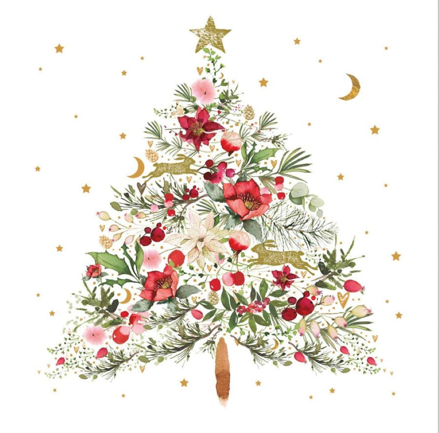 ppd Cocktailservietten Beautiful Christmas Tree 25x25 cm mit traditionellem Weihnachtsbaum-Design, 20 Stück, 3-lagig, FSC-zertifiziert