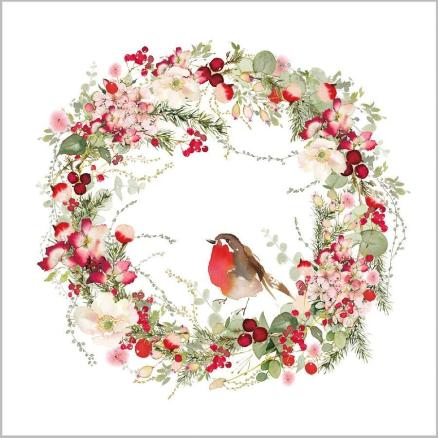 ppd Cocktailservietten Beautiful Christmas Wreath 25x25 cm mit elegantem Weihnachtskranz-Design, 20 Stück, 3-lagig, FSC-zertifiziert
