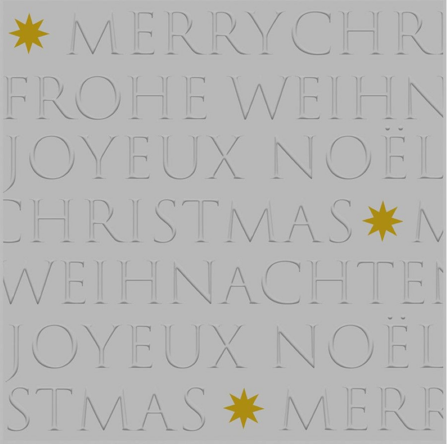 ppd Cocktailservietten Christmas embossed silver 25x25 cm mit Spruch "Merry Christmas" und silbernem geprägtem Relief-Design, 20 Stück, 3-lagig, FSC-zertifiziert