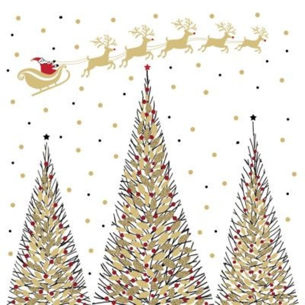 ppd Cocktailservietten Joyeux Noel 25x25 cm mit französischem Weihnachtsdesign, 20 Stück, 3-lagig, FSC-zertifiziert