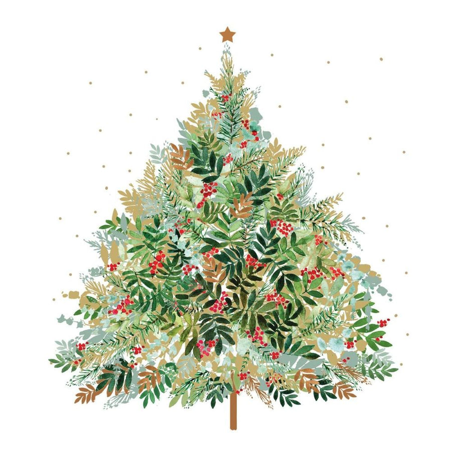 ppd Cocktailservietten Christmas Hill Tree 25x25 cm mit idyllischem Weihnachtshügel-Design, 20 Stück, 3-lagig, FSC-zertifiziert