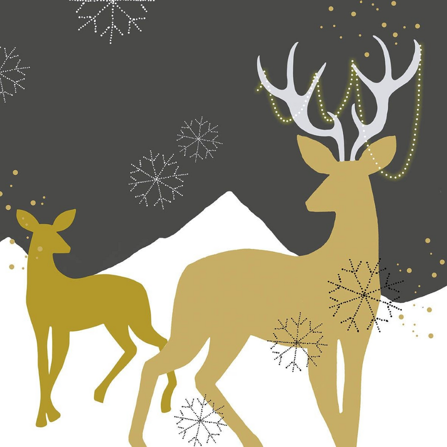 ppd Lunchservietten Golden Deer 33x33cm mit majestätischem goldenen Hirsch-Design, 20 Stück, 3-lagig, FSC-zertifiziert