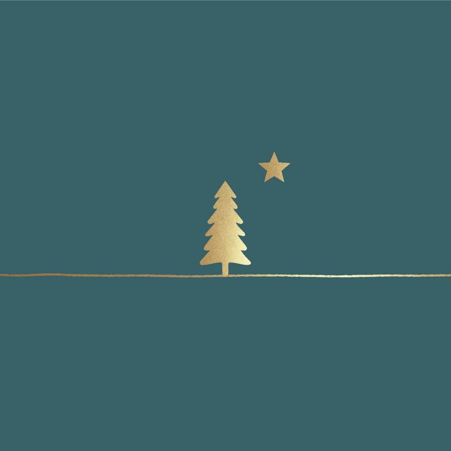 ppd Lunchservietten Pure Gold Tree forest 33x33cm mit edlem goldenen Walddesign, 20 Stück, 3-lagig, FSC-zertifiziert