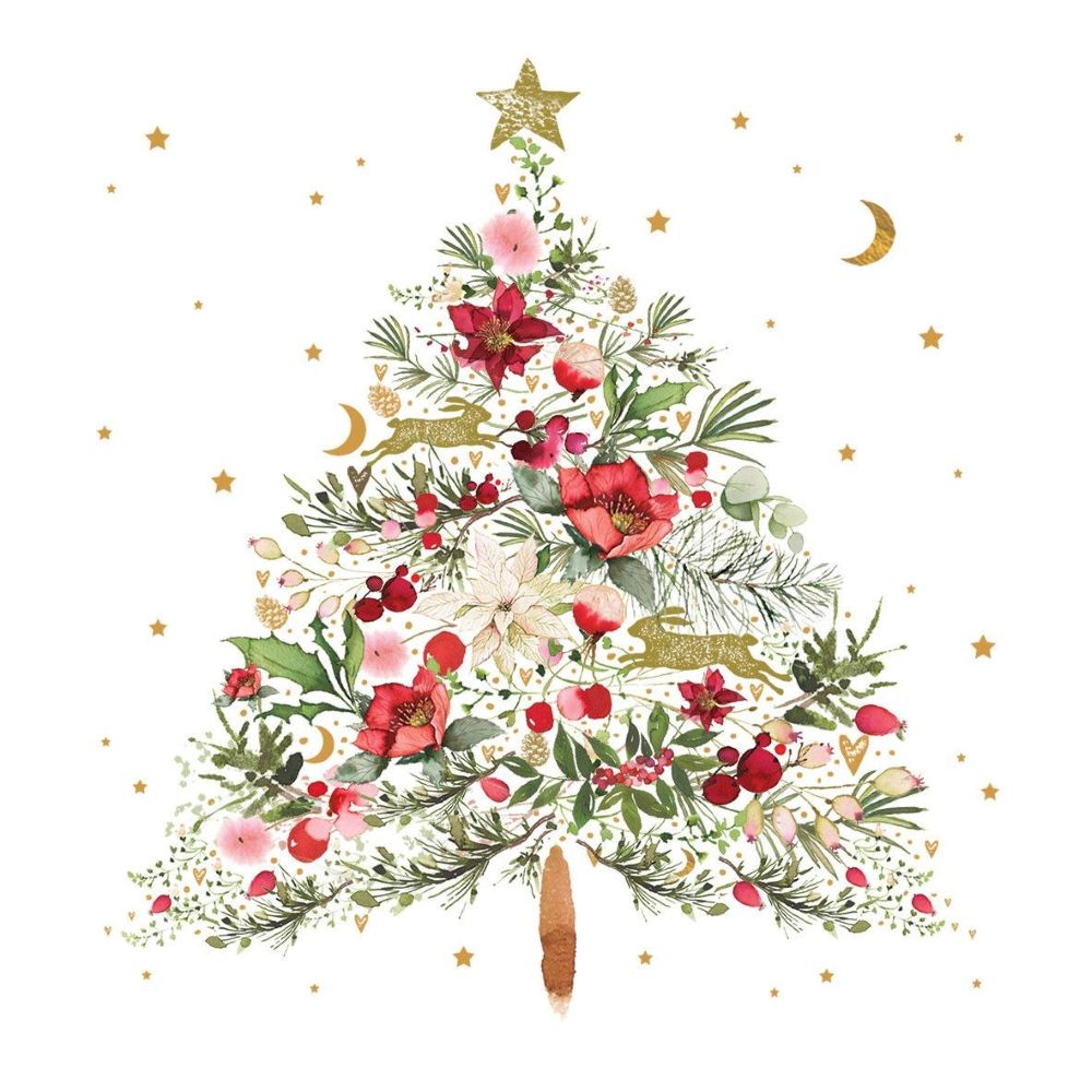 ppd Lunchservietten Beautiful Christmas Tree 33x33cm mit traditionellem Weihnachtsbaum-Design, 20 Stück, 3-lagig, FSC-zertifiziert