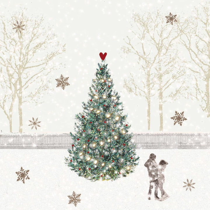 ppd Lunchservietten Rendez-Vous 33x33cm mit romantischem Christbaum-Pärchen-Design, 20 Stück, 3-lagig, FSC-zertifiziert