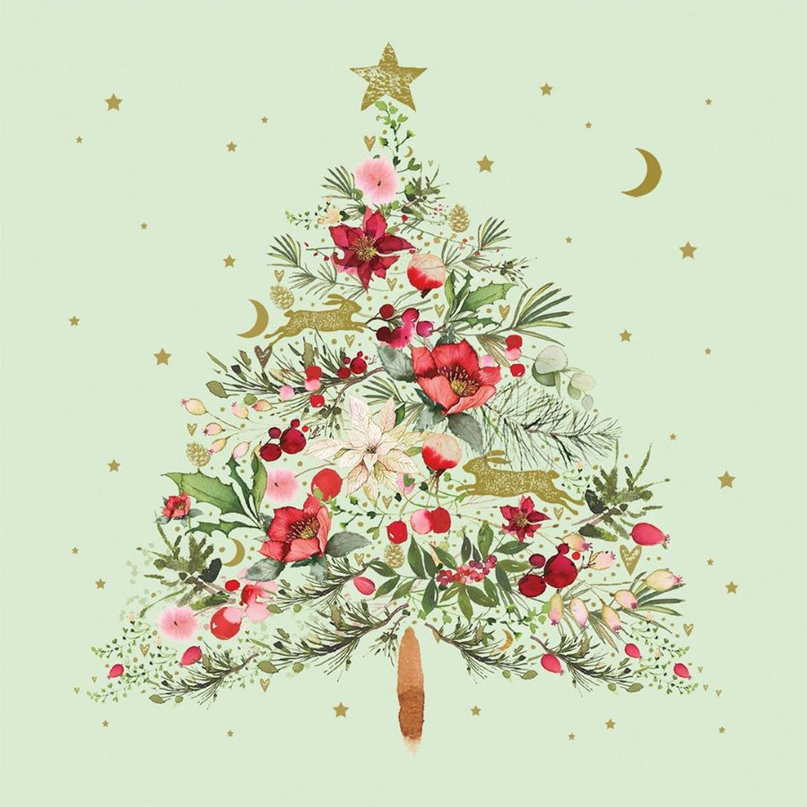 ppd Lunchservietten Beautiful Christmas green 33x33cm mit natürlichem grünen Weihnachtsdesign, 20 Stück, 3-lagig, FSC-zertifiziert