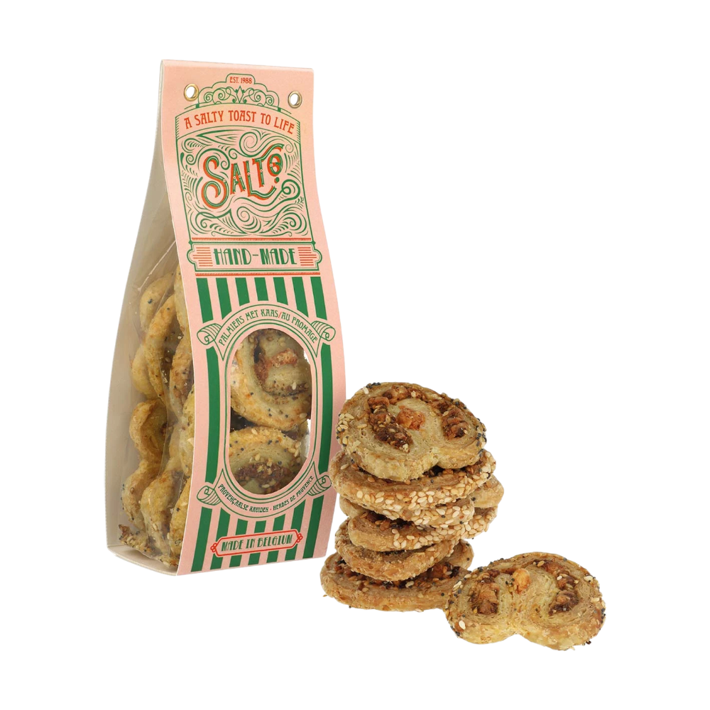 Salto Palmiers Käse-Kräuter der Provence - knuspriger Blätterteig mit Käse, Sesamsamen, Blaumohn und getrockneten Zwiebeln