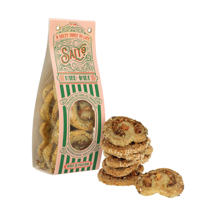 Salto Palmiers Käse-Kräuter der Provence - knuspriger Blätterteig mit Käse, Sesamsamen, Blaumohn und getrockneten Zwiebeln