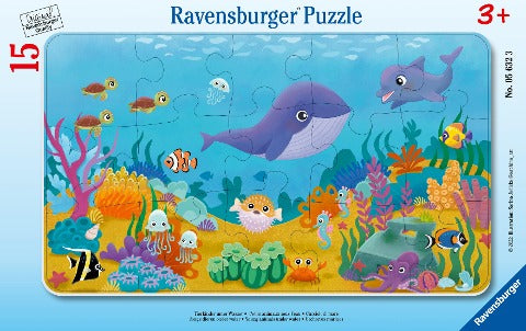 Ravensburger Kinderpuzzle Tierkinder unter Wasser, 15 Teile, Rahmenpuzzle für Kinder ab 3 Jahren