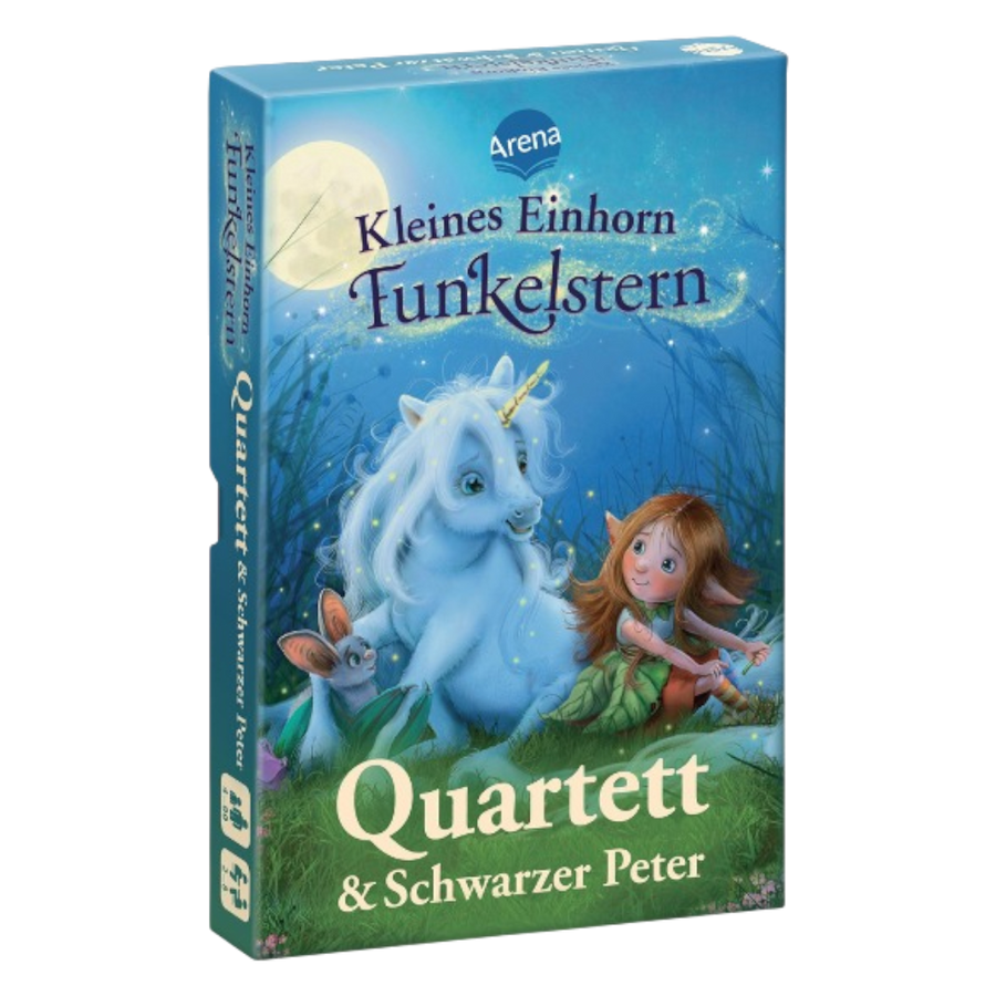 Kleines Einhorn Funkelstern Quartett und Schwarzer Peter Kartenspiel, 33 Spielkarten, ab 4 Jahren von Mila Berg