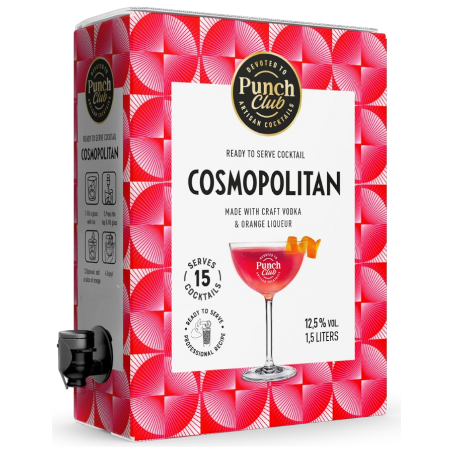Punch Club Cosmopolitan 12,5% 1,5 l – Vodka Cocktail mit Cranberry und Limette im Bag in Box
