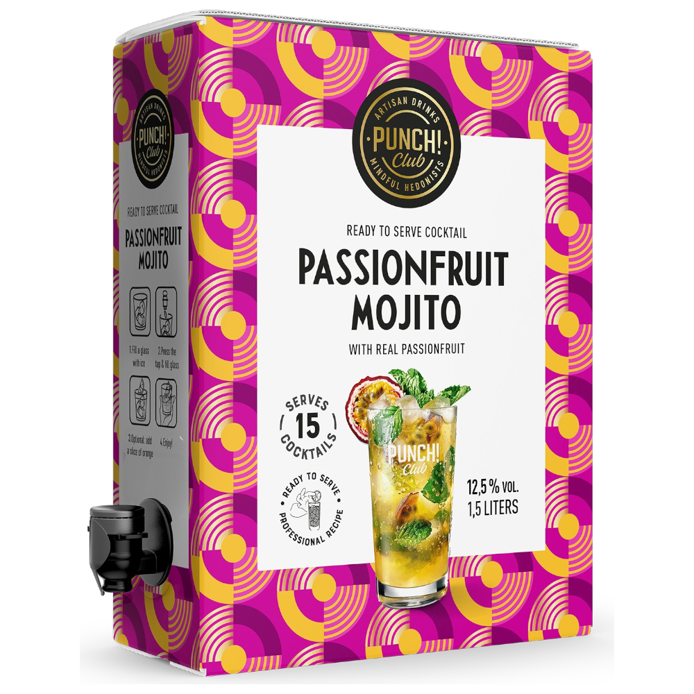 Punch Club Passionfruit Mojito 12,5% 1,5 l – tropischer Rum Cocktail mit Passionsfrucht