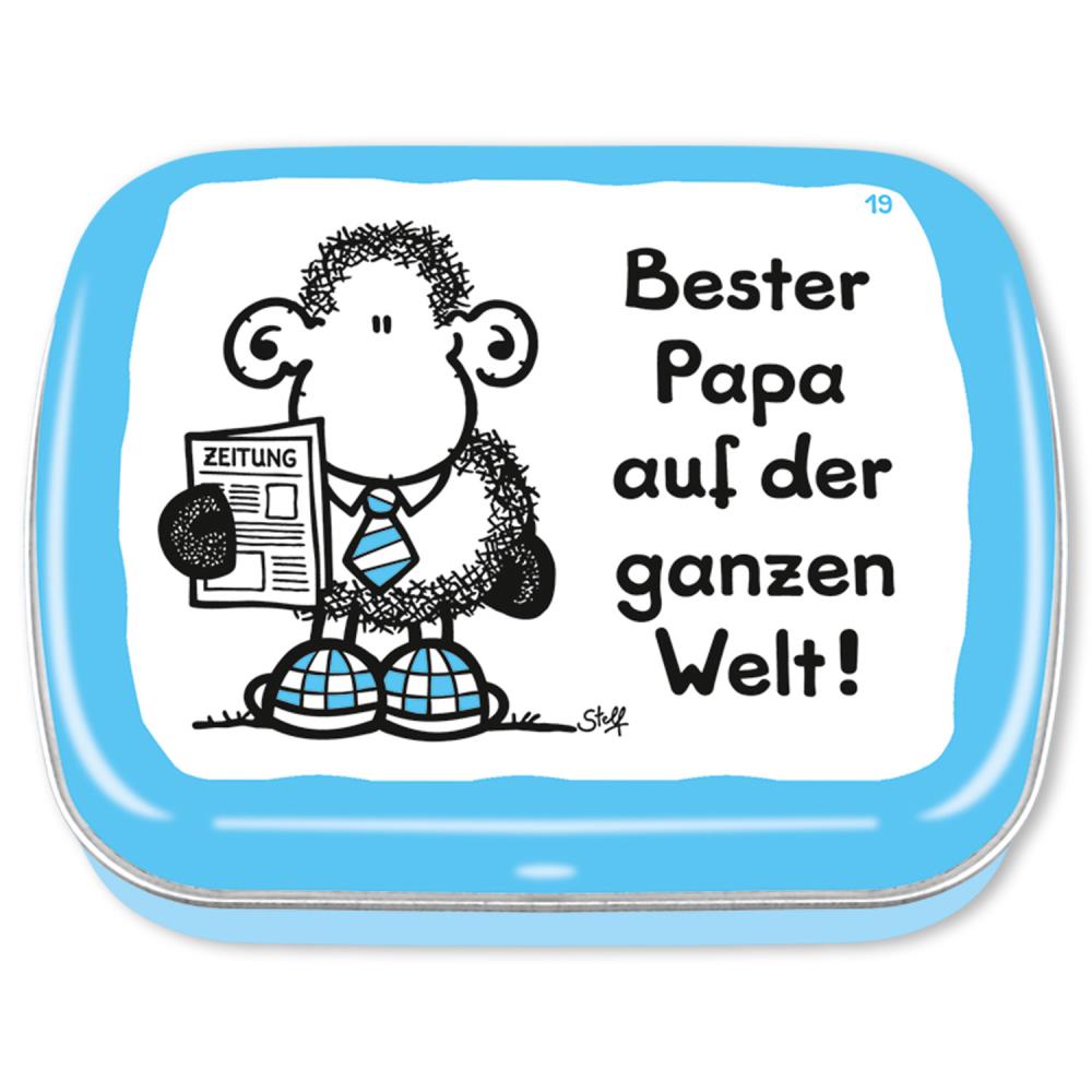 Sheepworld Mintdose Bester Papa 14g – zuckerfrei, Metall, Mint, Geschenk