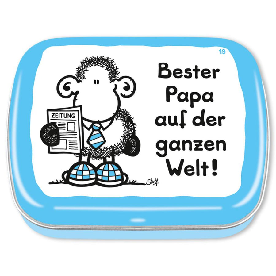 Sheepworld Mintdose Bester Papa 14g – zuckerfrei, Metall, Mint, Geschenk