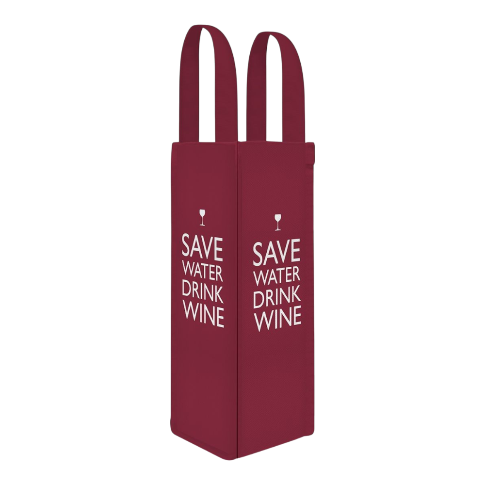 ppd Bottle Bag Save Water Drink Wine 33x12x12cm, humorvolle Flaschentasche mit Spruch für Weinliebhaber