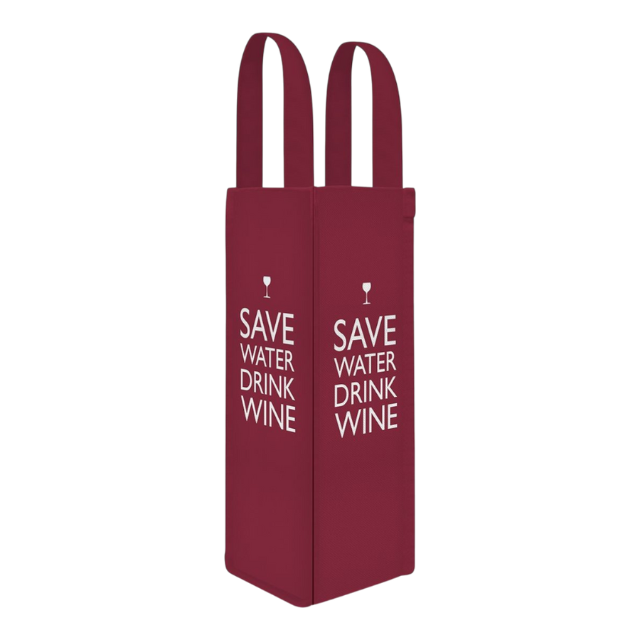 ppd Bottle Bag Save Water Drink Wine 33x12x12cm, humorvolle Flaschentasche mit Spruch für Weinliebhaber