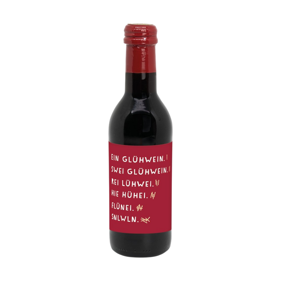 Rote Glühwein-Flasche 0,25l mit Strichliste von Grafik Werkstatt, witziges Wintergetränk