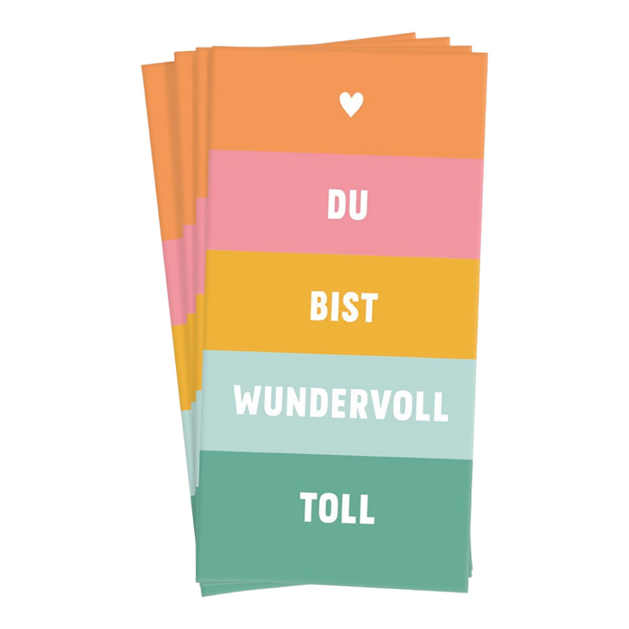 Grafik Werkstatt Papiertaschentücher Du bist wundervoll toll mit Spruch "Du bist wundervoll toll", FSC Mix zertifiziert, Format 55x105mm