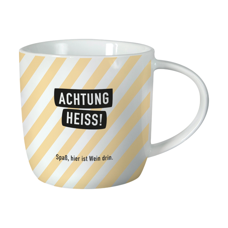 Grafik Werkstatt Tasse Gute Laune Achtung heiss, lustige Tasse für Weinliebhaber, Spruch ACHTUNG HEISS