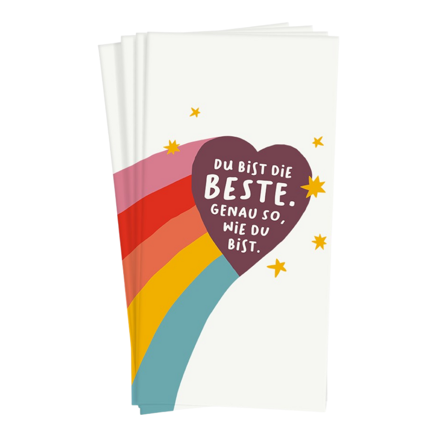 Grafik Werkstatt Papiertaschentücher Du bist die Beste mit Spruch "Du bist die Beste. Genau so, wie du bist.", FSC Mix zertifiziert, Format 55x105mm