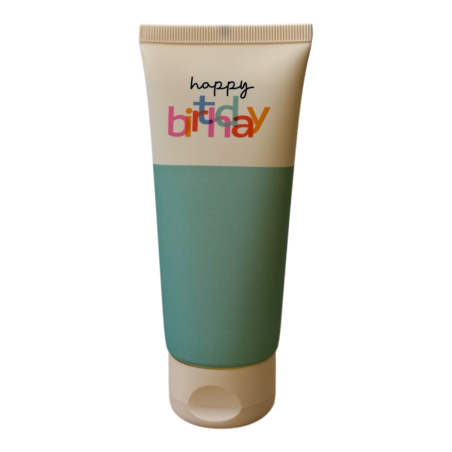 Grafik Werkstatt Wohlfühl-Duschgel Happy Birthday mit Spruch "Happy Birthday", sanfte Formel mit Panthenol und Aloe Vera, frei von Parabenen