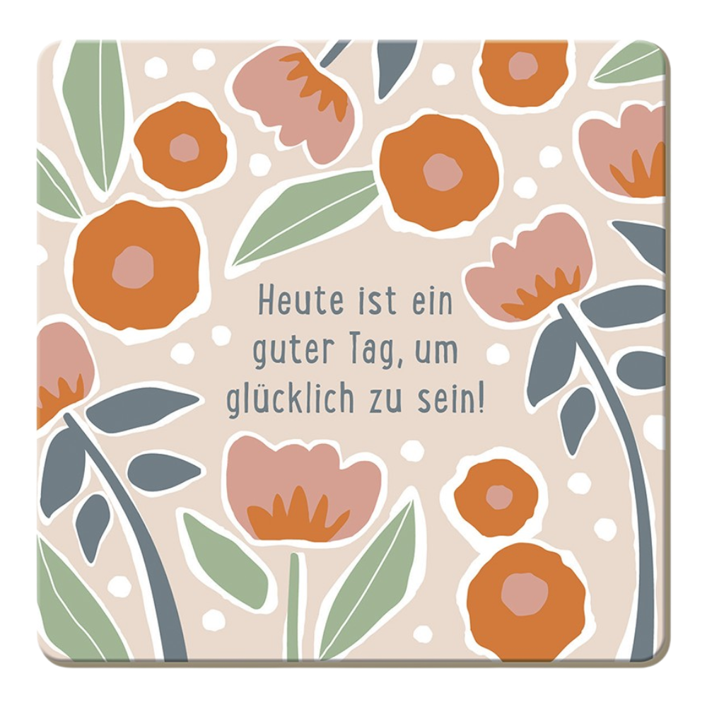 Grafik Werkstatt Korkuntersetzer Heute ist ein guter Tag mit Spruch "Heute ist ein guter Tag um glücklich zu sein!", natürlicher Kork, Format 95x95mm Grafik Werkstatt Korkuntersetzer Heute ist ein guter Tag mit Spruch "Heute ist ein guter Tag um glücklich