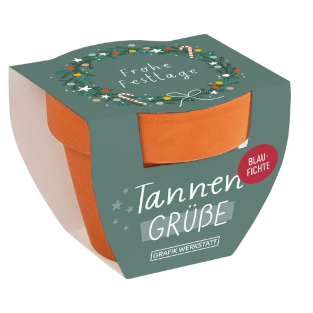 flanztöpfchen mit Christbaum-Samen von Grafik Werkstatt, Tannengrüße Weihnachten, 60x50mm, nachhaltiges Geschenk