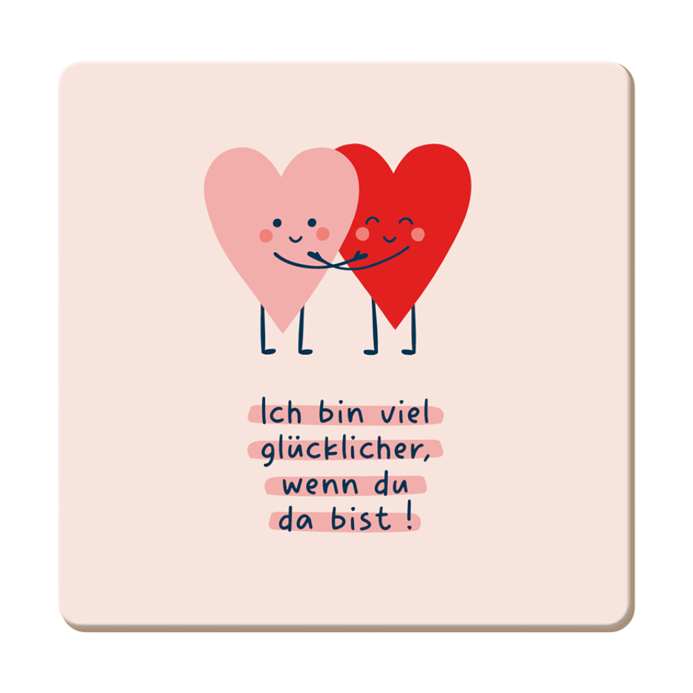 Grafik Werkstatt Korkuntersetzer Ich bin viel glücklicher, FSC Mix, 95x95mm, liebevolles Design