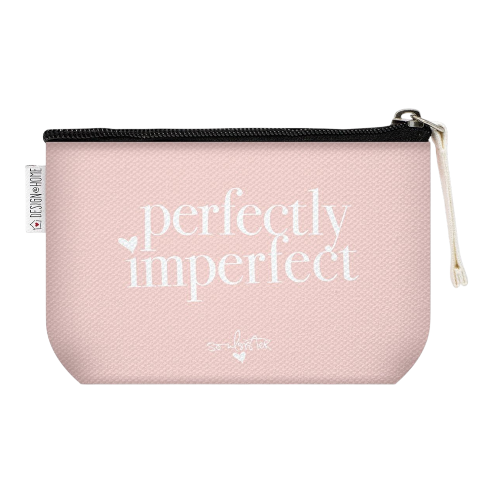 ppd MakeUp Bag Perfectly Imperfect 16x9,5cm, trendige Canvas-Kosmetiktasche in Rosa/Pink mit authentischer Botschaft
