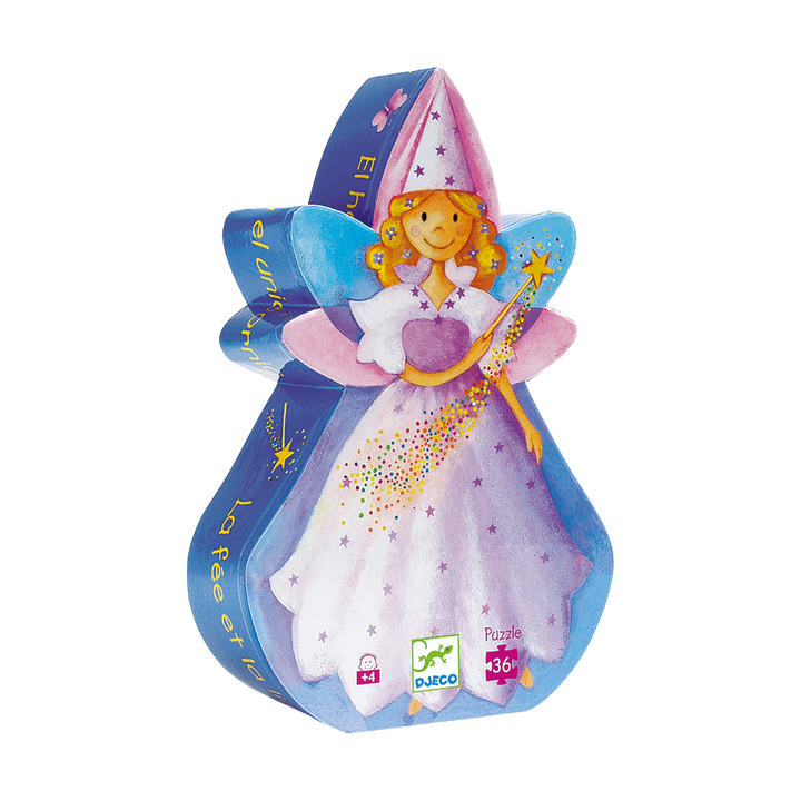 Djeco Fee und Einhorn Silhouetten-Puzzle, 36 Teile, Zauberwald, ab 4 Jahren