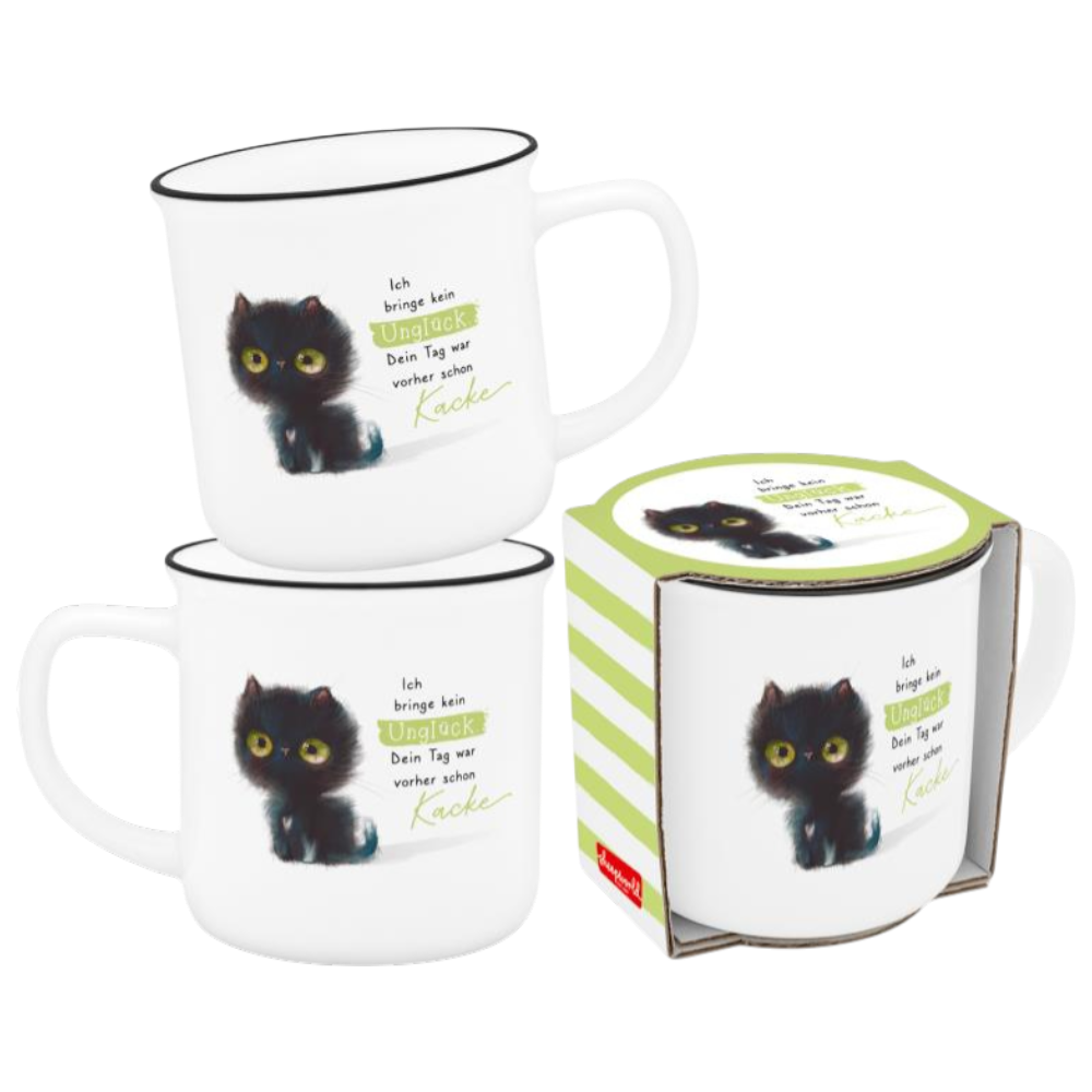 GESCHENKEWELT Becher Katze Porzellan Spruch