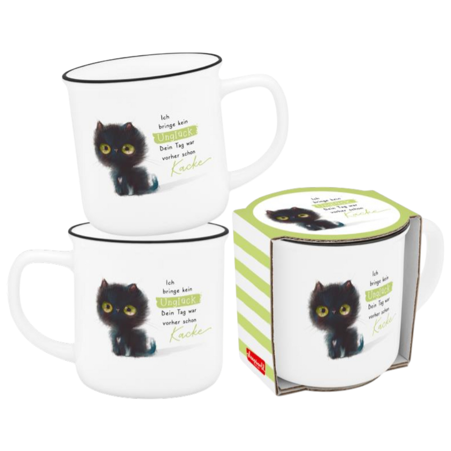 GESCHENKEWELT Becher Katze Porzellan Spruch