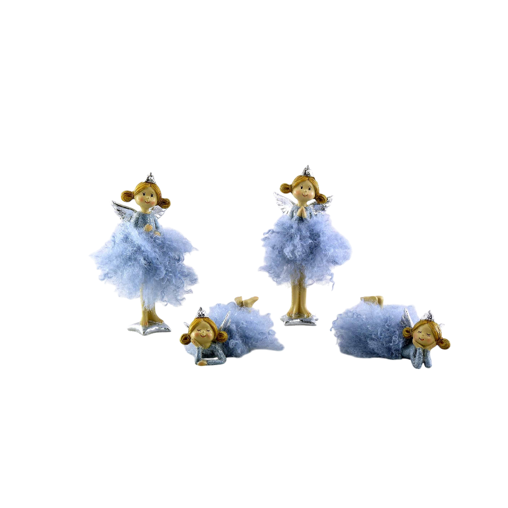 Poly/Stoff-Engel ''Krönchen'' blau-silber sortiert