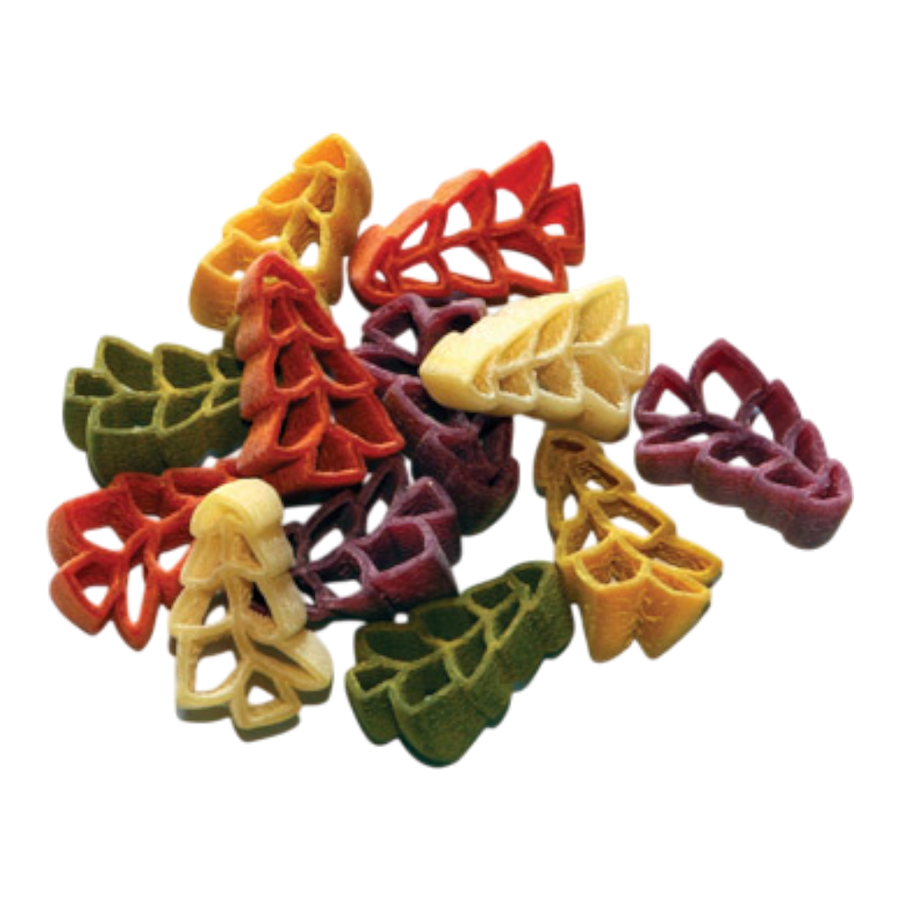 Pastificio del Colle Abeti - bunte Tannenbaum-Nudeln aus Hartweizengrieß mit natürlichen Farben aus Spinat, Paprika, Rote Beete und Kurkuma