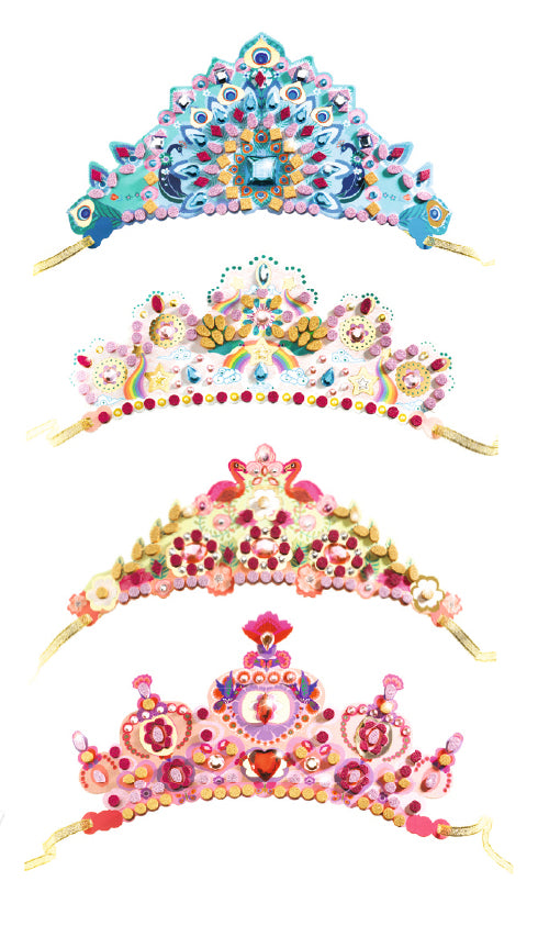 Mosaik Diadem "Wie eine Prinzessin" Set mit 4 DIY Diademen, selbstklebende Mosaik- und Edelstein-Sticker