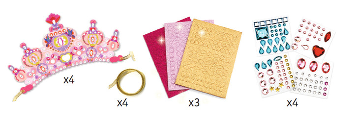 Mosaik Diadem "Wie eine Prinzessin" Set mit 4 DIY Diademen, selbstklebende Mosaik- und Edelstein-Sticker