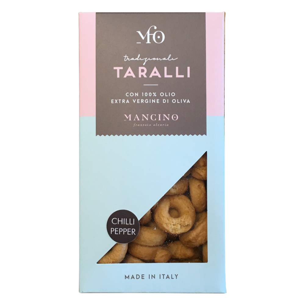 Mancino Taralli al peperoncino 300g – Taralli mit Chili leicht pikant aus Apulien