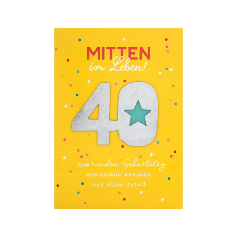 GRUSS&CO Grußkarte METALL de 03, 17x12cm, edle Geburtstagskarte zum 40. Geburtstag mit Metall-Applikation