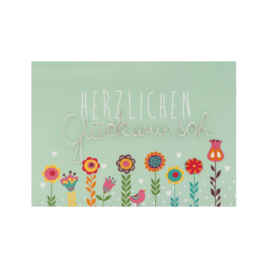 GRUSS&CO Grußkarte METALL de 36, 17x12cm, edle Glückwunschkarte Herzlichen Glückwunsch mit Metall-Applikation