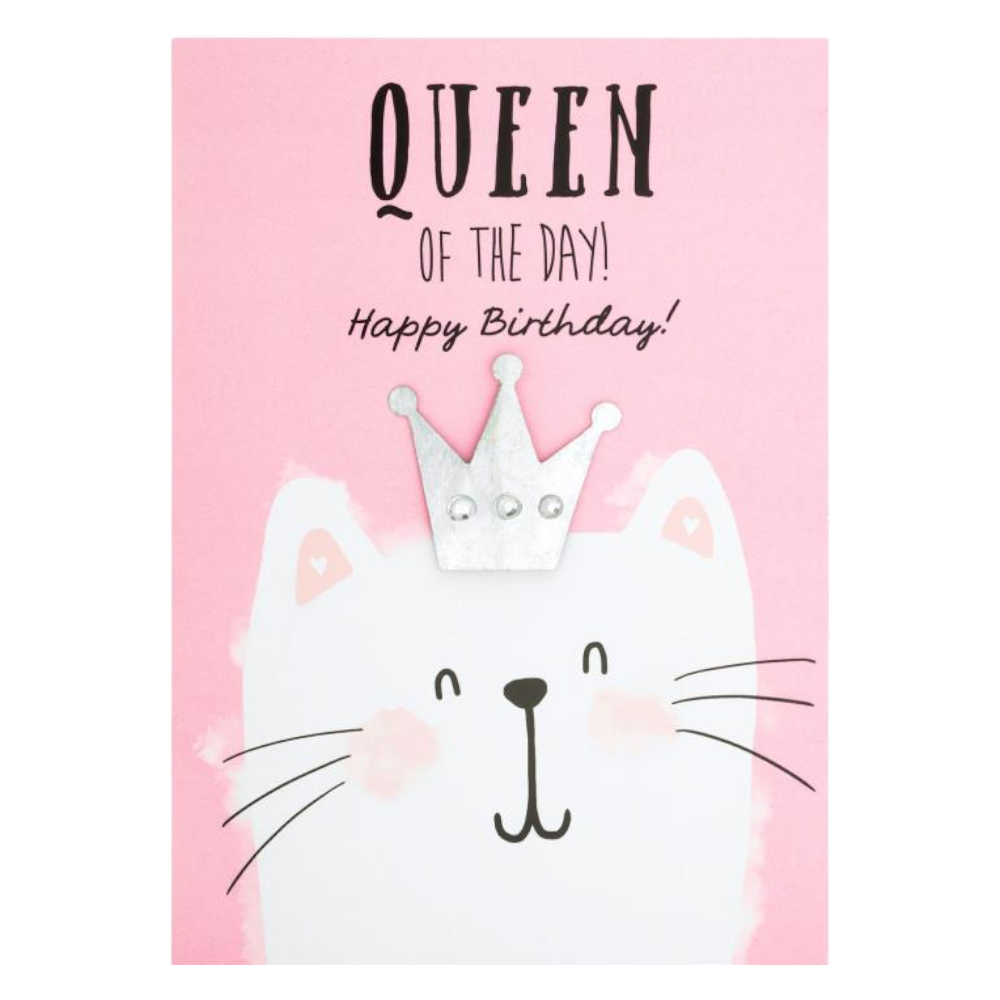 GRUSS&CO Grußkarte METALL de 37, 17x12cm, edle Geburtstagskarte Queen of the day mit Metall-Applikation