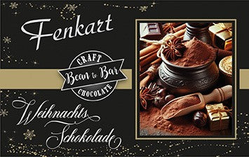 Fenkart Weihnachten Schokolade - Vollmilchschokolade mit 71% Weihnachts-Creme, Mandeln, Haselnüssen, Zimt, Nelken und Tumaco-Kakao aus Kolumbien