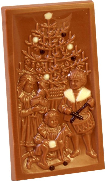 Mini-Weihnachtstafel Vollmilchschokolade – Tafel in Cello mit Etikett, 50 g