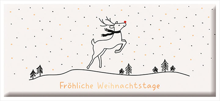 Grafik Werkstatt Weihnachtsschokolade 30g mit goldener Aufschrift Fröhliche Weihnachtstage