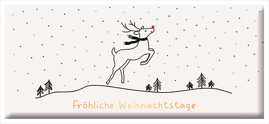 Grafik Werkstatt Weihnachtsschokolade 30g mit goldener Aufschrift Fröhliche Weihnachtstage