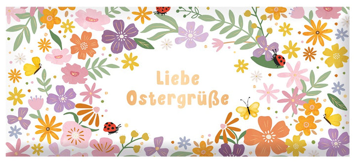 Schoko Ostern Liebe Ostergrüße 30g – Schokolade, Goldveredelung, Ostern, Blumen, Geschenk